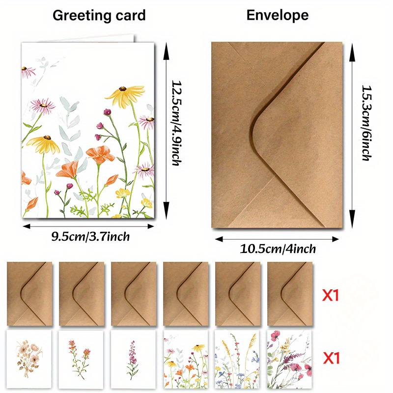 Image of A Set Of 12 Greeting Cards In 6 Different Styles, Complete With Envelopes, Suitable For Birthdays, Christmas, Friendship Day, Congratulations, Business, And Employee Appreciation, Featuring A Theme