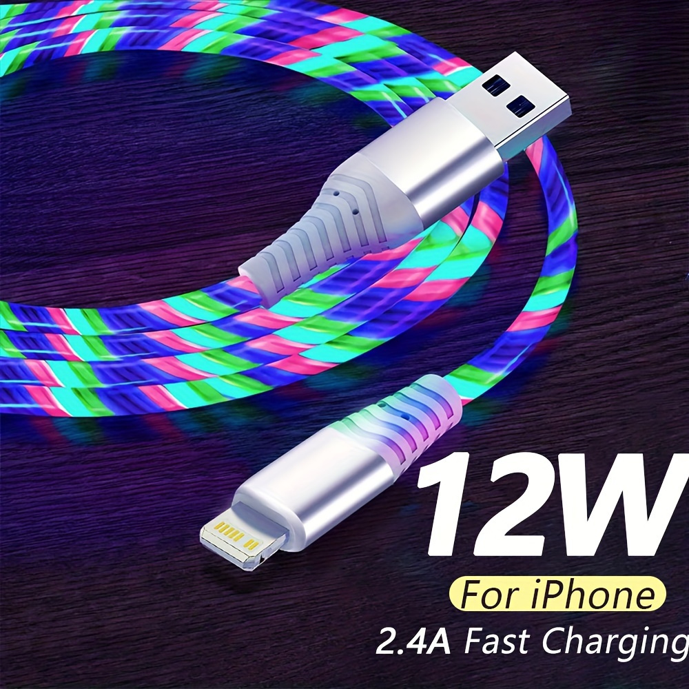 

Light Up Usb For Iphone Fast Charging Cable, Led Charging Cord Usb A Flowing Cord, Light Up Fast Charging Cord Charger Cable With Usb To Ios For Iphone 14/ 13/ 12/ 11/ X/ 8/ Ipad