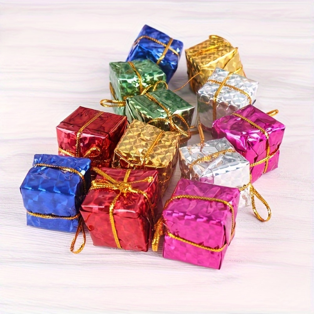 36/ 48/ 60pcs/ Set Small Christmas Gift Boxes, 2. 5cm/ 0. 98inch, Plastic Miniature Decorative Presents, Festive Tree Ornaments, Party Supplies, Gorgeous Hanging Additions For Xmas Decor