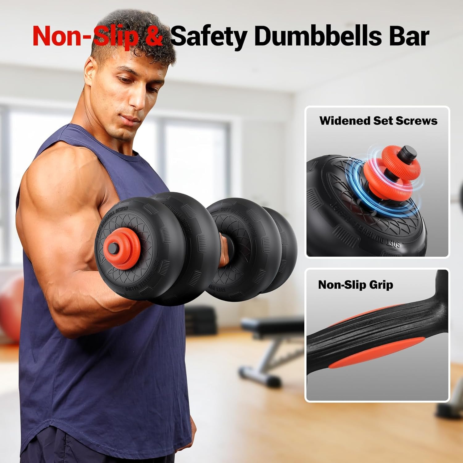 5-in-1 Adjustable Dumbbells 20.41KG Set for Home Gym