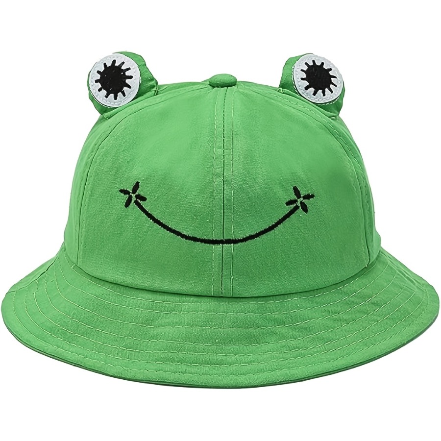TEMU 1pc Cute Frog Hat, Foldable Bucket Hat For Summer Outdoor, Hiking, Camping, And Travel, Unisex Outdoor Casual Hat