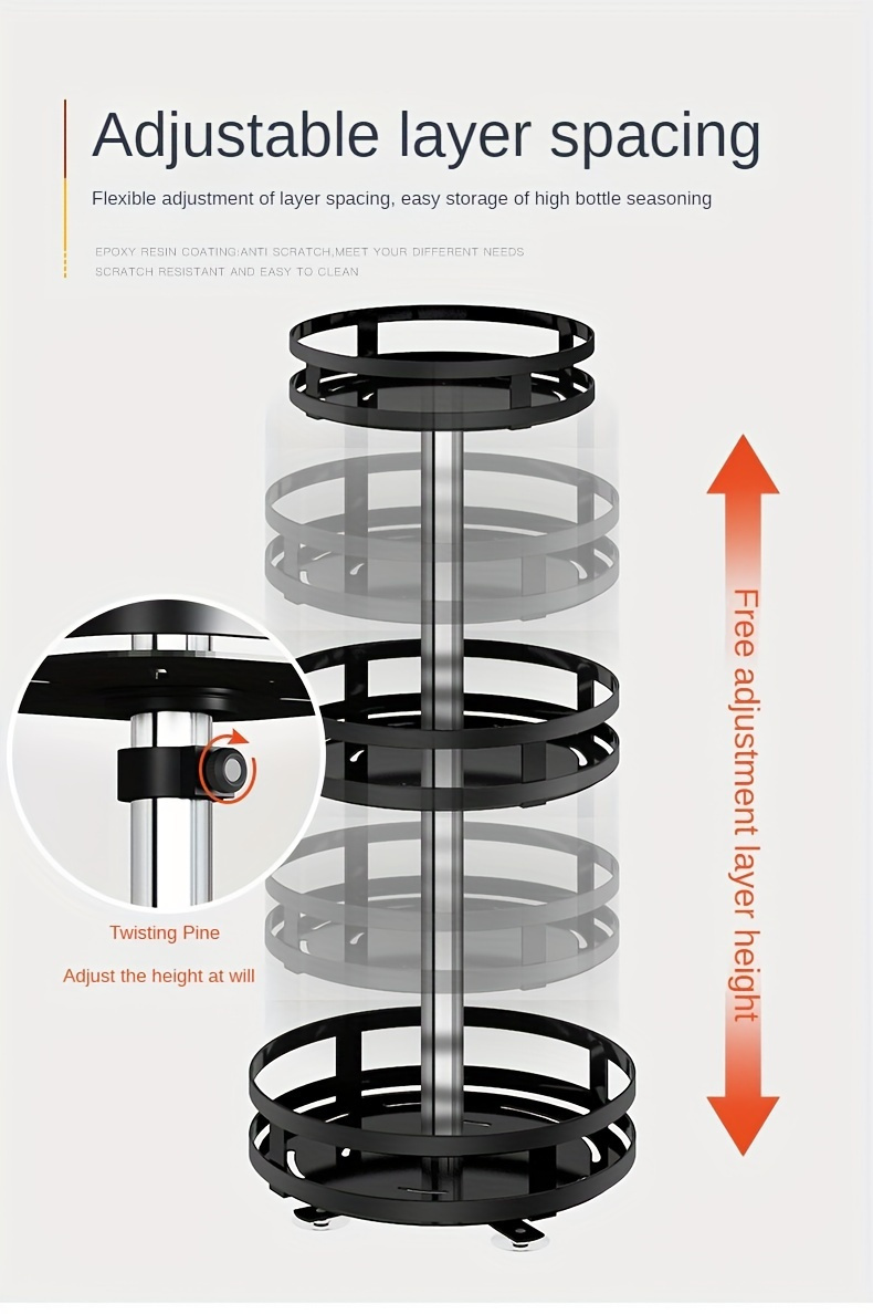 2 3 layer rotatable kitchen spice rack metal turntable organizer open storage space saving no power required   for easy spice organization details 3