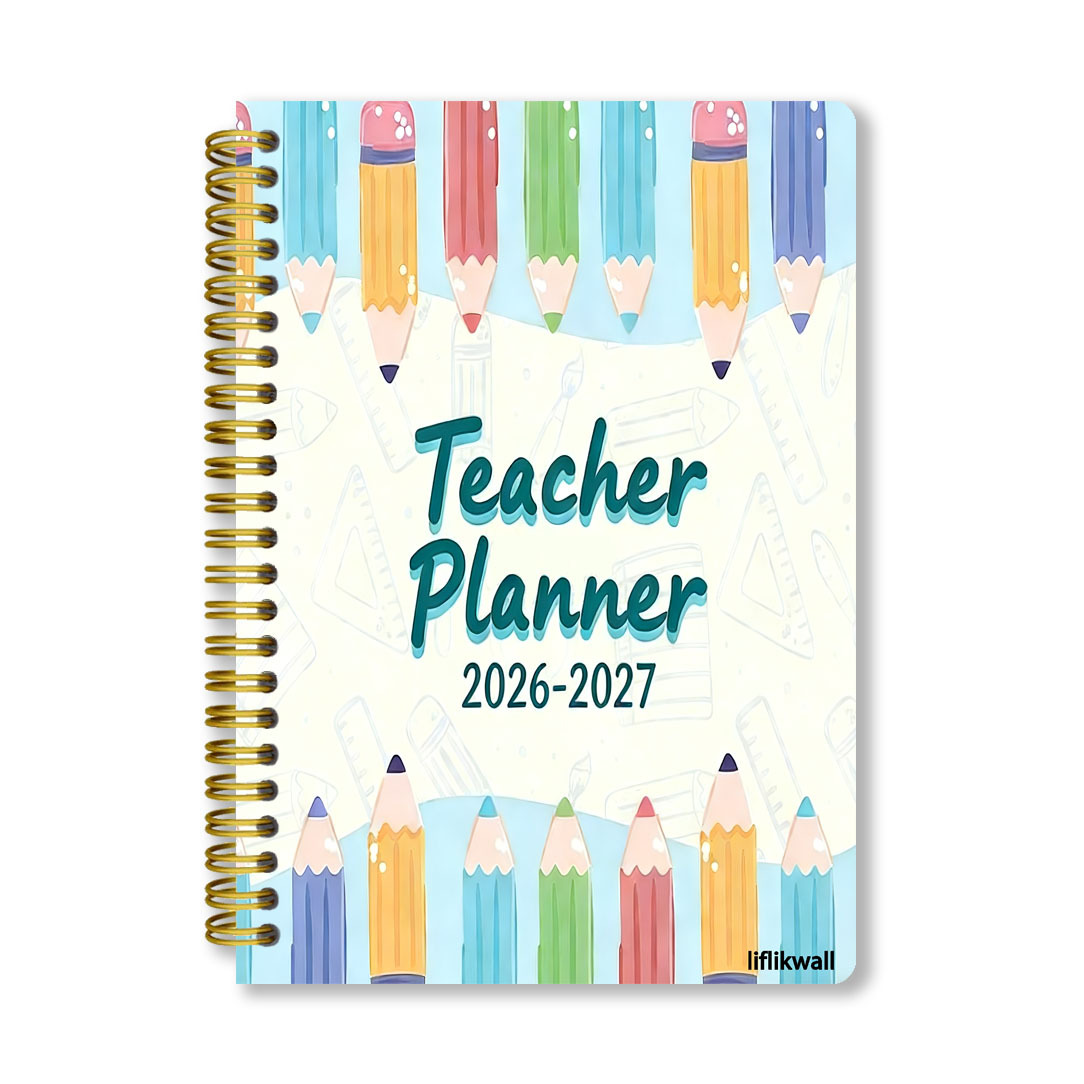 TEMU Agenda de l'enseignant 2026-2027 avec illustrations à rayures crayonnées, carnet de planning pour enseignant, préparation de cours / de classe /