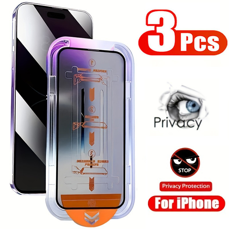 

3pcs Privacy Dust Free Installation Screen Protector Tempered Glass For Iphone 7 8 Plus X Xs Xr 11 12pro 13mini 14 15 16