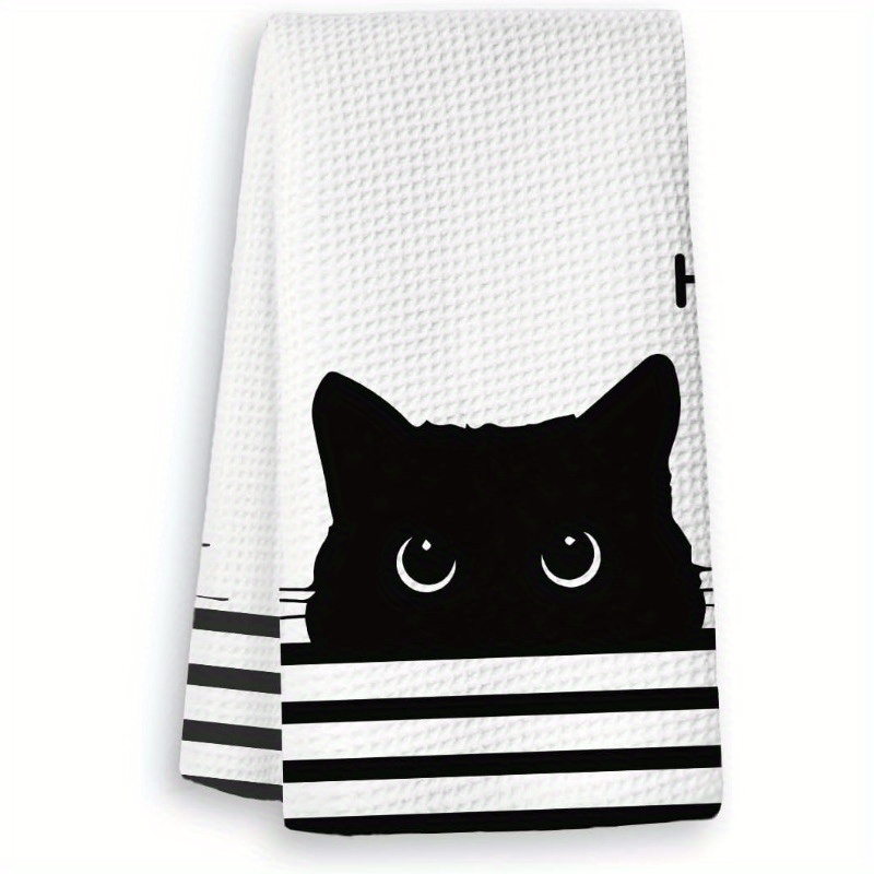 

Black Cat Kitchen Towel - , Machine Washable Polyester, Home , 18x26 Inches