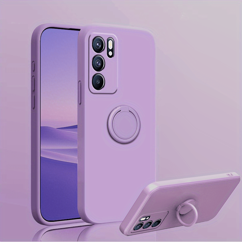 TEMU A Soft, Magnetic, And Sleek Purple Phone Case Designed For Oppo Reno6/reno6 Pro, Featuring A Ring Stand Simple Yet Stylish, Multifunctional, And