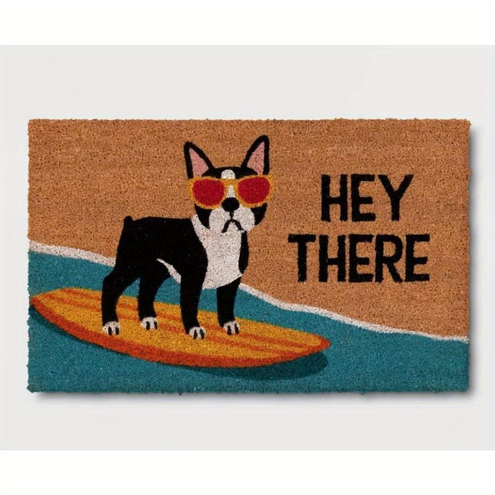 

Boston Terrier Surfboard Welcome Doormat - Non-slip, Easy Clean Entry Mat For Indoor/outdoor Use - Home