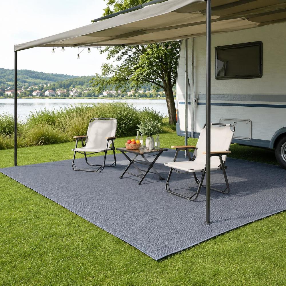 Image of Outdoor Camping Tent Carpet, Durable And Easy To Clean Hdpe Material, Mat, Blue And Gray, 600x400cm