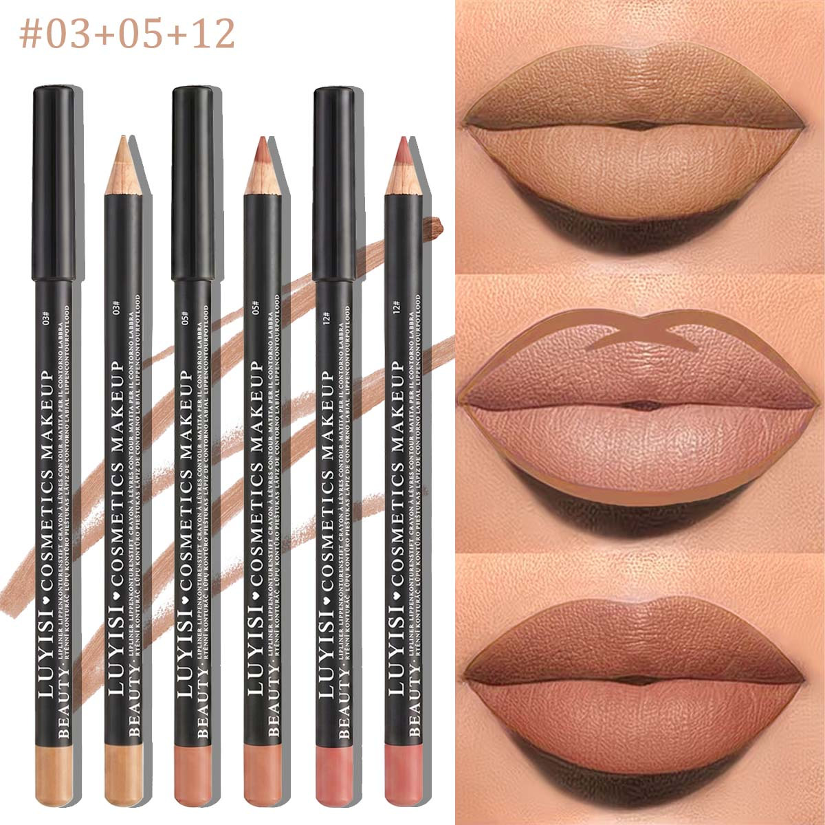 3pcs Waterproof Velvet Lip Liner Set, High Matte Lip Pencils, Smooth Non-drying Longwear Lip Contour Kit