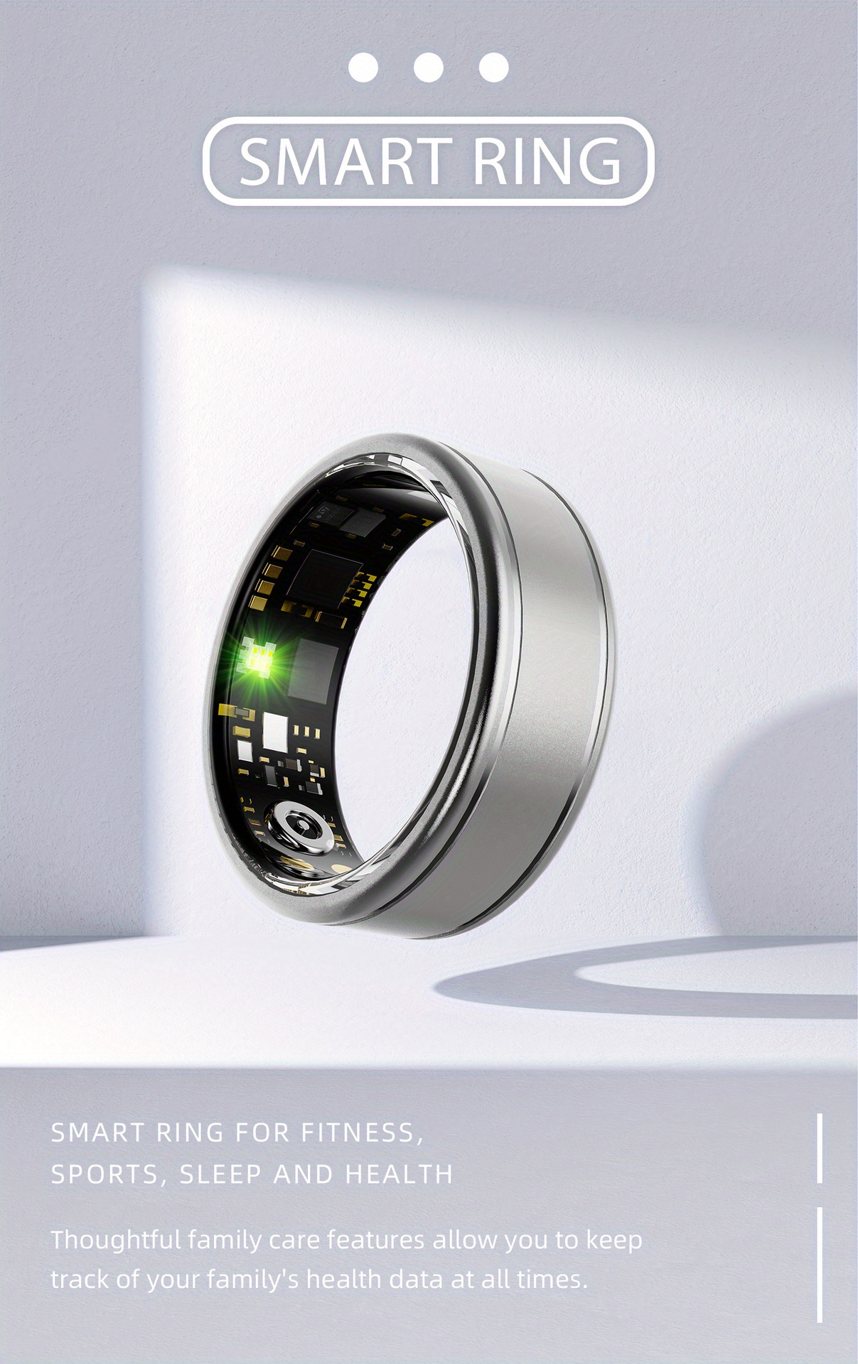 R10m Intelligent Ring, Stainless Steel Silvery, Fitness Tracker, Pedometer, Sleep Tracking, Exercise Monitoring, Smart Photo, Compatible with iPhone Android, Ip68, USB Charging, Smart Alexa Gift for Women Men, Ideal for Travel, Everyday Use And Business