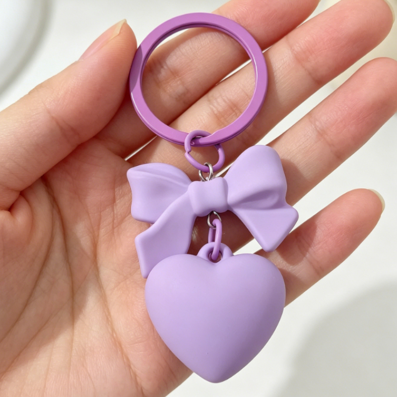 heart shaped bow keychain cute and stylish keychain bag backpack car ornament trendy earbud case decorative gift for women