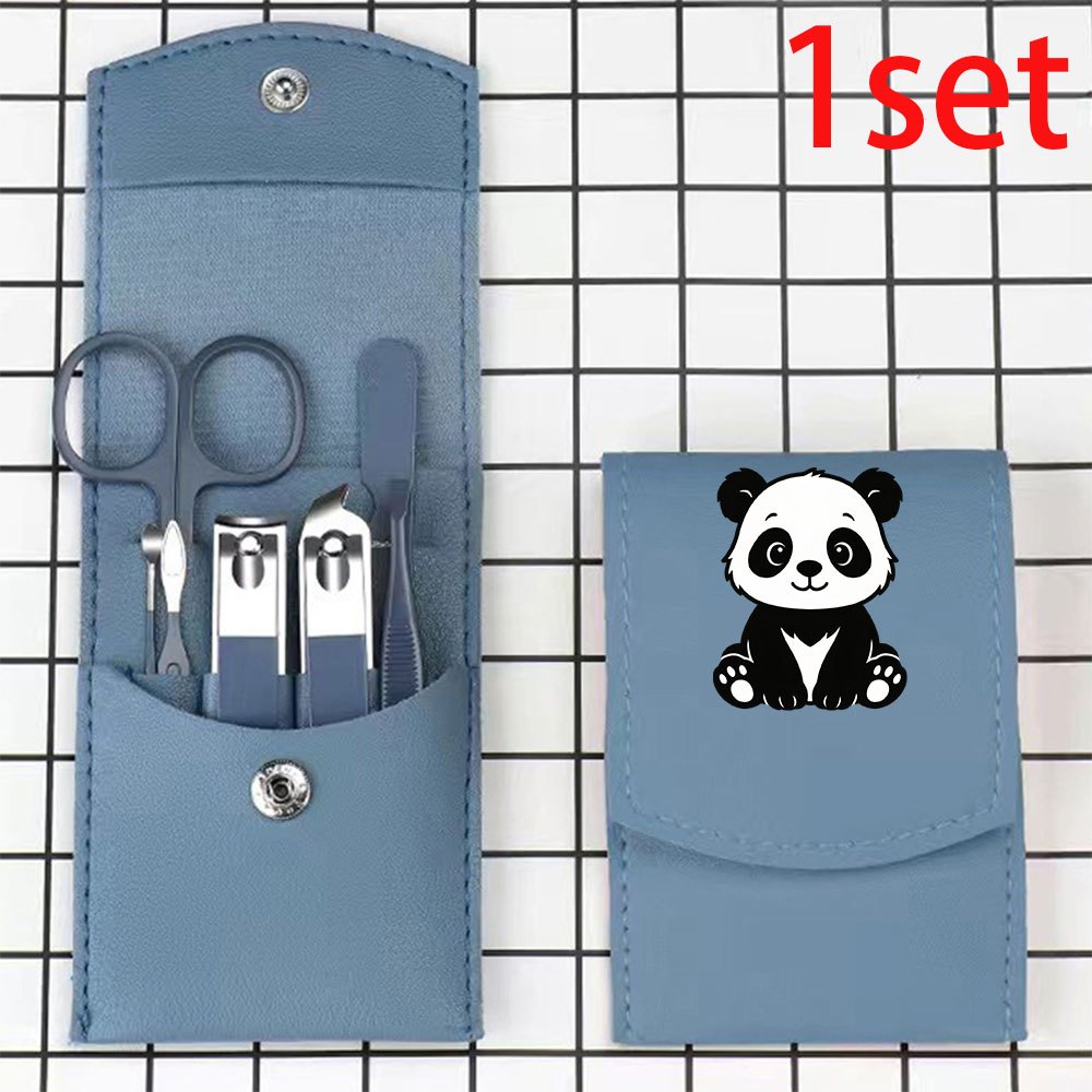Cute Panda Pattern Portable 7pcs Nail Clipper Set