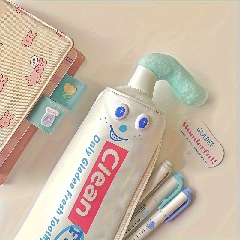 

Fun & Quirky Toothpaste-shaped Makeup Bag With Pencil Case - Cute Polyester Desk Organizer, Perfect Gift For Stationery Lovers