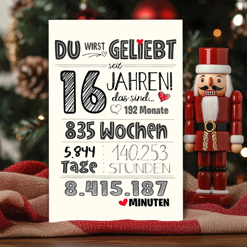 Lovely German 16th Birthday Card, Gift 1pc, Perfect For Congratulating On Christmas, Thanksgiving, Halloween, Ideal Gift For Son, Daughter, Grandson, Granddaughter, Nephew, Niece, Teenager