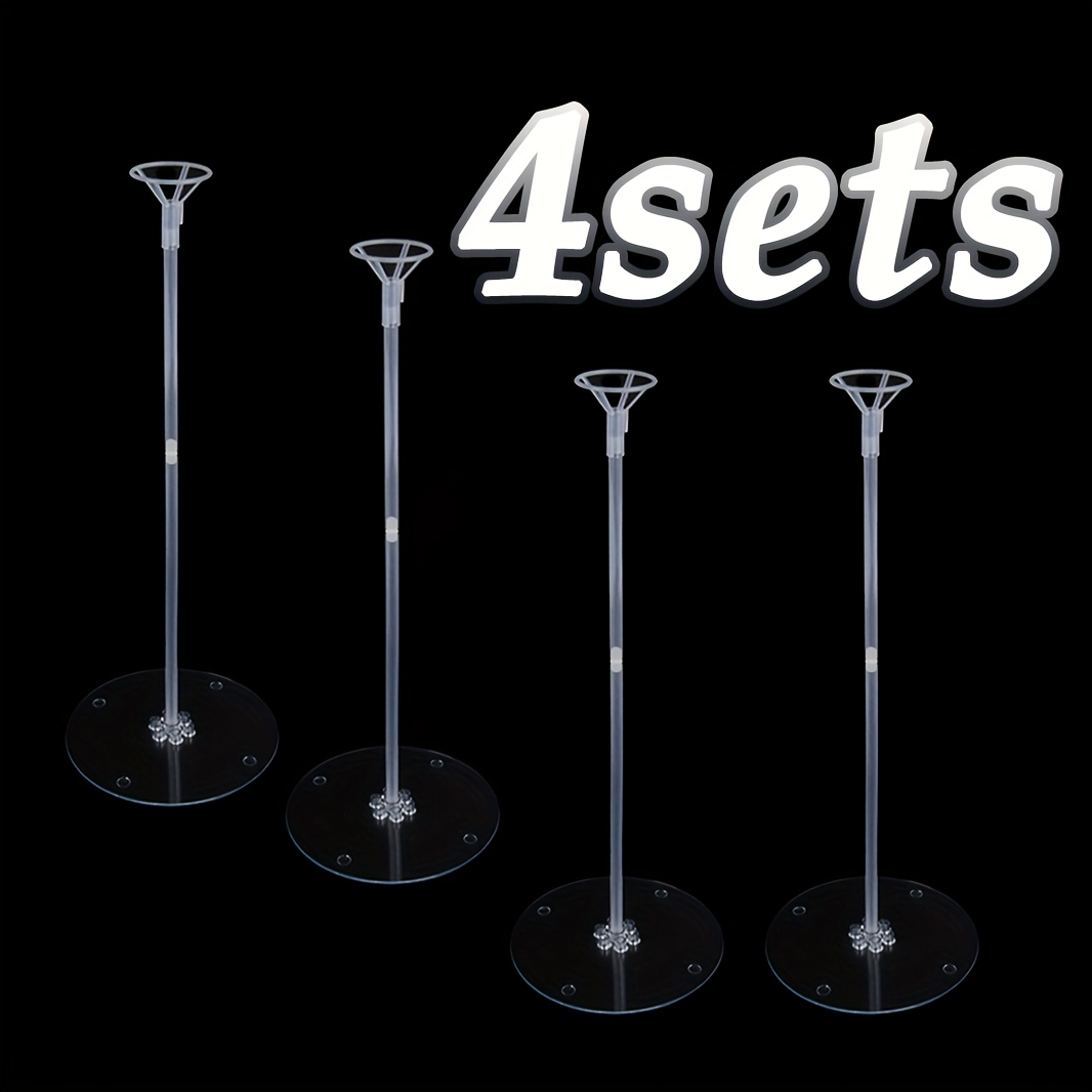 TEMU 2d Flat, 4-set Transparent Acrylic Balloon Holder Set With Base, Adjustable Center Rod - No Power Required, For Table Centerpiece, Birthday