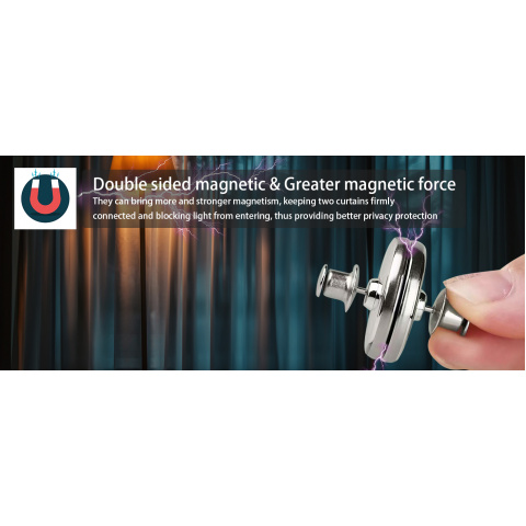 8   pairs magnetic curtain clips double sided magnetic suction curtain magnets closure prevent light leaking keep curtain closed for home bedroom office curtain draperies silver Product details 1