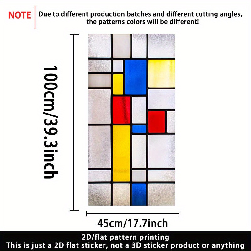 TEMU 1pc, 2d Flat Glass Sticker With Fun Artistic Pattern, Pvc Electrostatic Window Film For Doors And Windows, Removable Adhesive-free Decoration.
