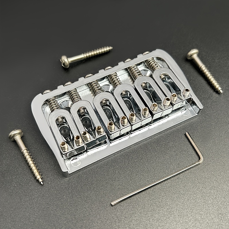 6-string Guitar Fixed Bridge 72.8x38mm- Electric Guitar Metal Hardtail Replacement, Black& Silvery Golden, Fashionable Design, Sturdy Structure, Precision Craftsmanship, Suitable for DIY Guitarists and Instrument Repairers, Instrument Repair