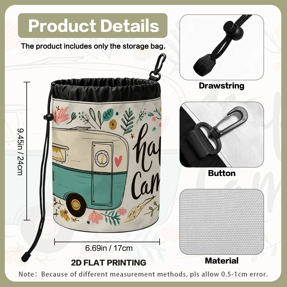 TEMU 1pc 2d Flat Floral Print Drawstring | Hanging Peg Storage Organizer With Easy Closure For Laundry Rooms, Gardens, Clotheslines - Holds Clothes
