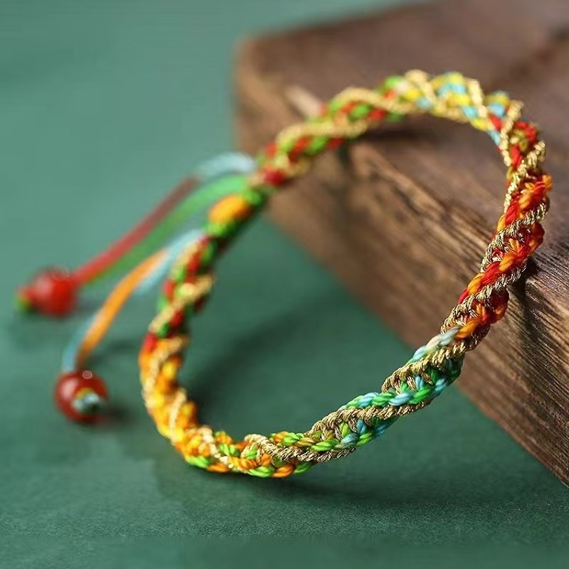 Handmade Braided Multicolor Red String Bracelet Adjustable Couple Wristband Unisex Chinese Zodiac Year Gift