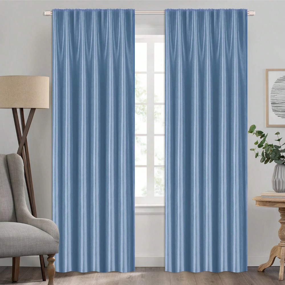 Image of A Set Of 2 Blackout Curtains With A Smooth , The Perfect Window Decoration For Bedrooms Or Living Rooms.