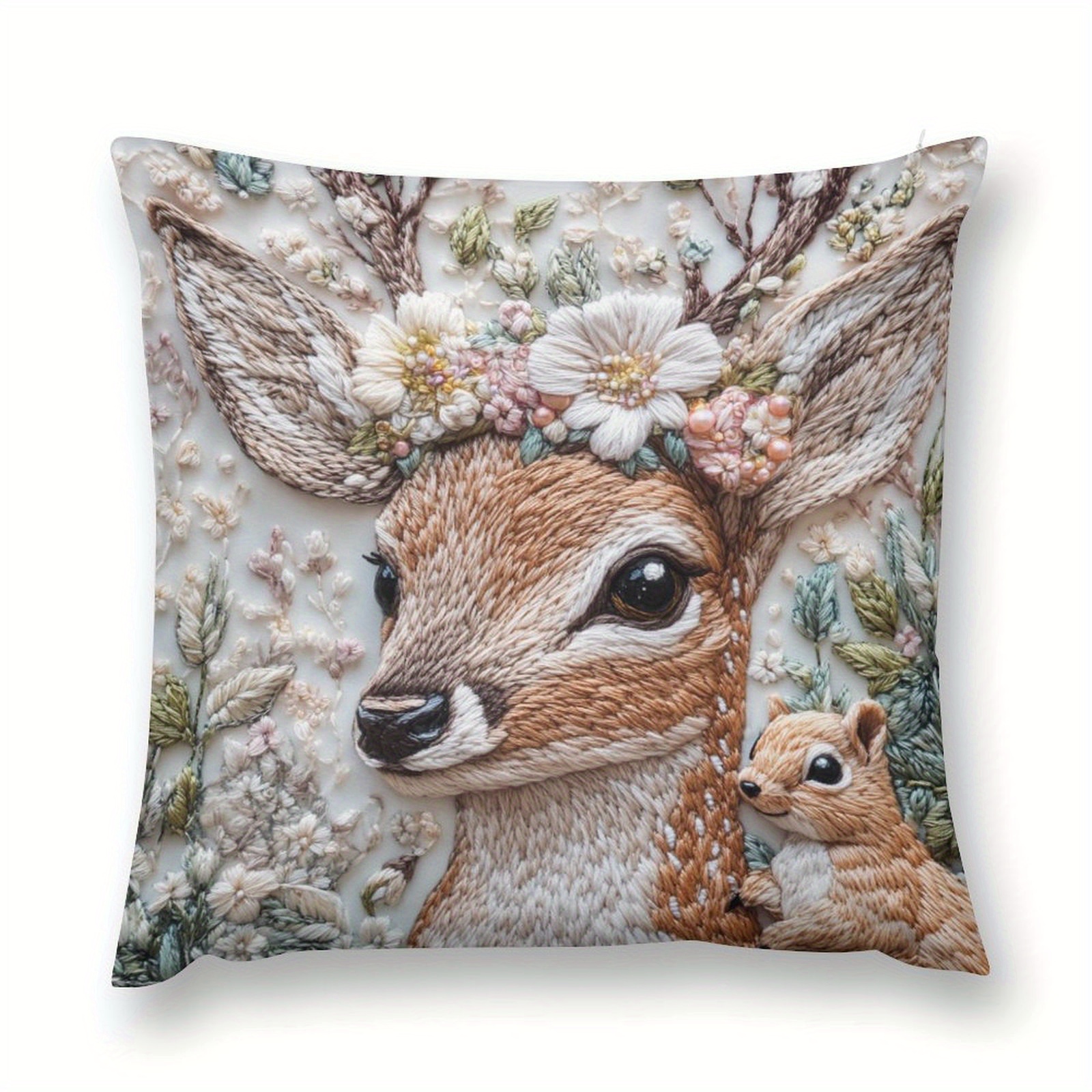 

1pc Embroidered And , 18x18in , Washable, Pattern, For - Christmas