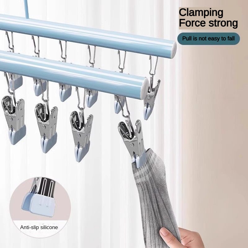 metal clothes rack 1pc metal socks underwear clothes rack multi clip strong clamping force weather resistant indoor outdoor use for balcony wardrobe students back to school organization balcony drying rack secure item hanging clothes pins Product details 8