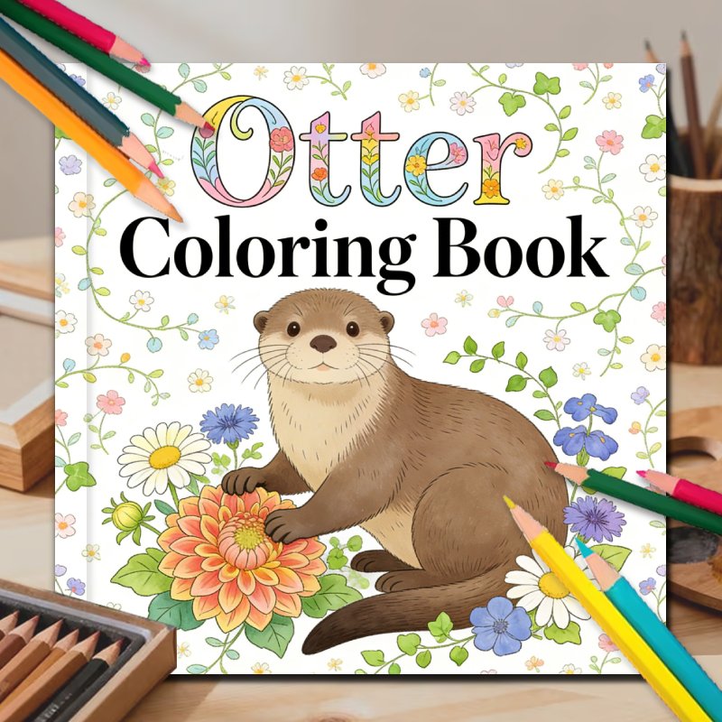Image of Otter Coloring Book: An Adult Coloring Book Featuring 24 Pages Of Adorable And Floral Patterns, Ideal For Stress And Relaxing. It Makes A Perfect Gift For , , Family, And Colleagues