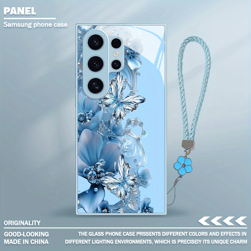 TEMU Phone Case - Advanced Flower New Style Tempered Glass Phone Case For Galaxy