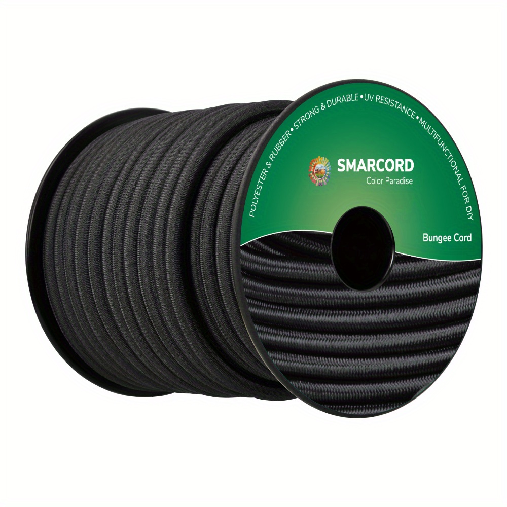 100% Rubber Cord 8mm X 20m, Durable Shock Bungee Cord For Tarps, Kayaks, Trailers, Cargo Nets
