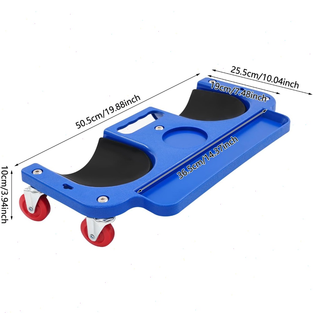 TEMU Blue Rolling Knee Creeper With , Pearl Cushion And Magnetic Tool Tray For Garage Work