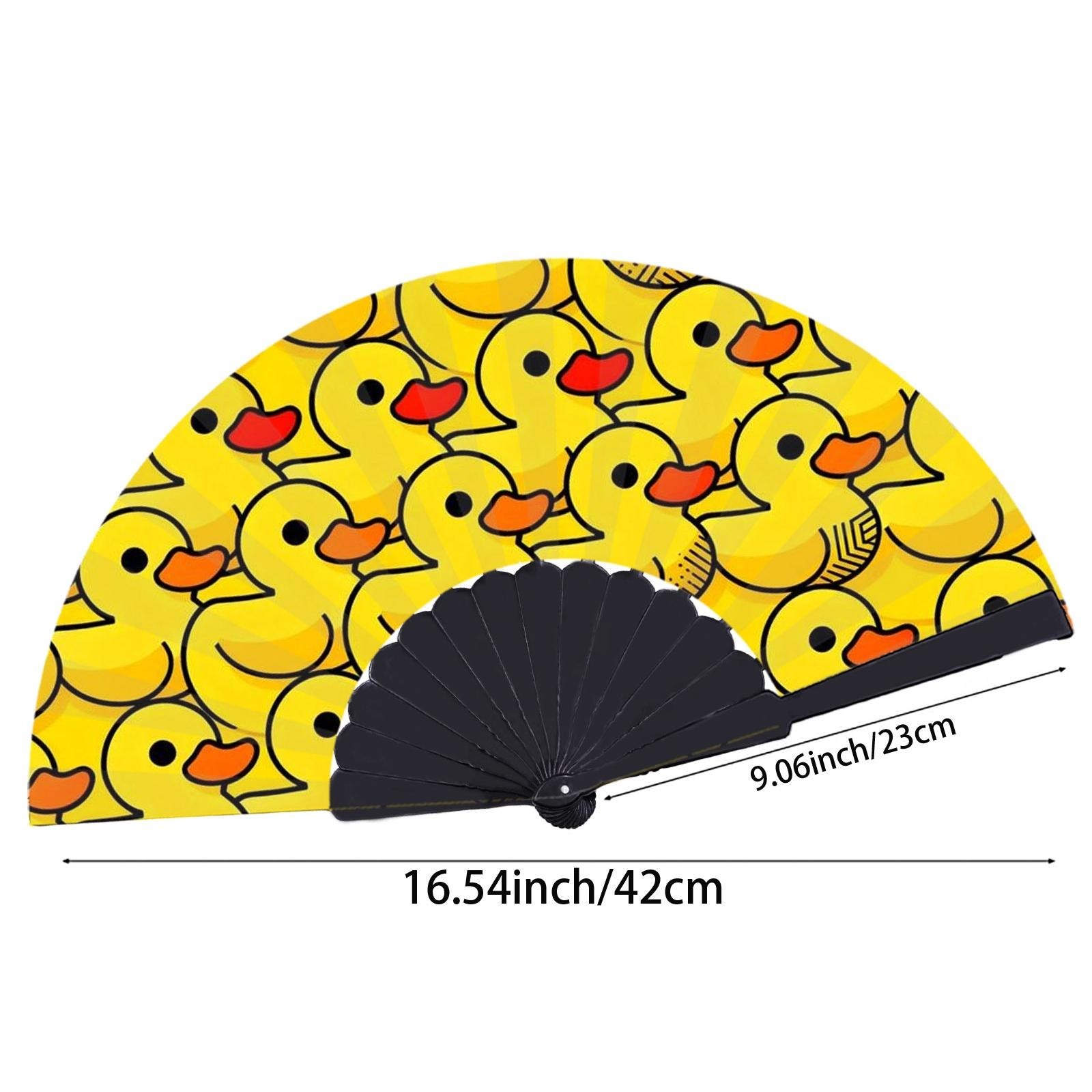 TEMU 1pc Yellow Rubber Duck Print Women's Handheld Fan, Multiple Specifications , Ideal Gift For Day, Father's Day, Graduation Season, Perfect For