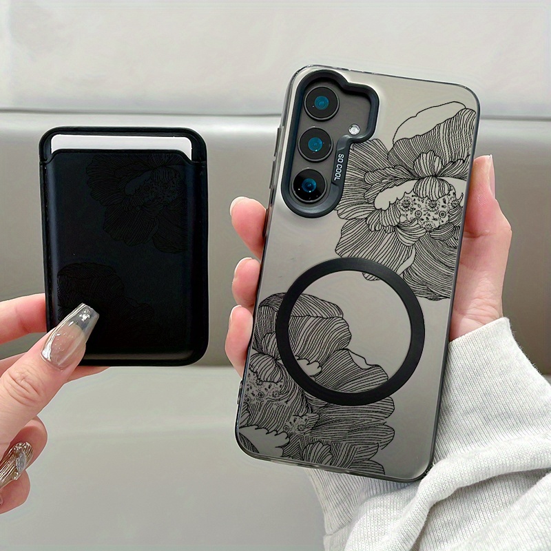 TEMU Phone Case: 2pcs Set Creative Sketch Pattern Magnetic Phone Case & Fashionable Luxury Artificial Leather Magnetic Property Multi-functional For