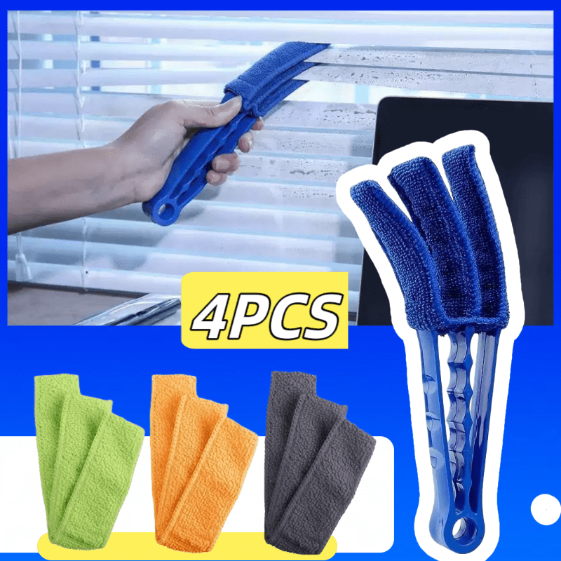 E-shop 4er-Pack Mehrzweck-Reinigungsset, 1 Griff + 3 waschbare Pads, austauschbare Aufsätze für Haushalt, Auto Spaltreinigung. Staubwedel mit