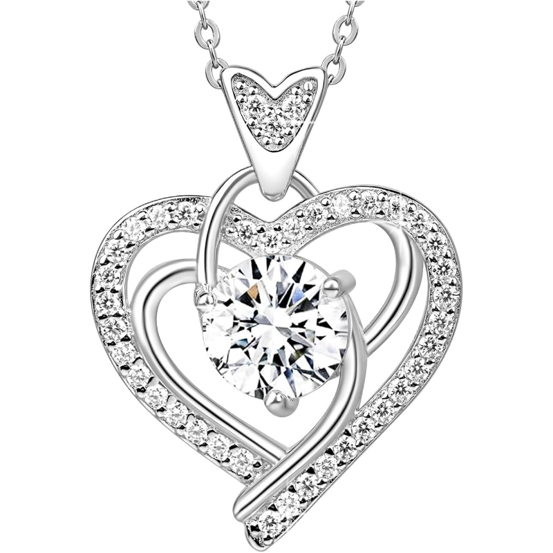 Lab Grown Moissanite Heart Pendant Necklace for Women