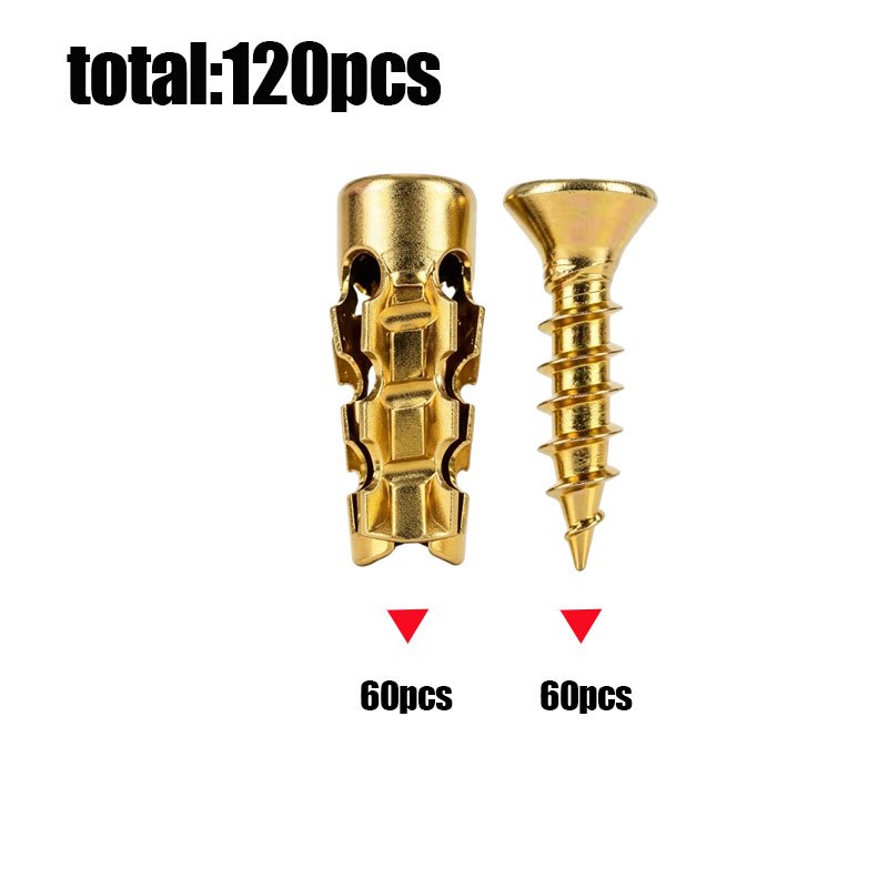 TEMU Kit de tornillos de cortos de 120 piezas de 6 x 14 mm (60 tornillos y 60 anclajes) - Anclajes de reparación de orificios para bisagras de