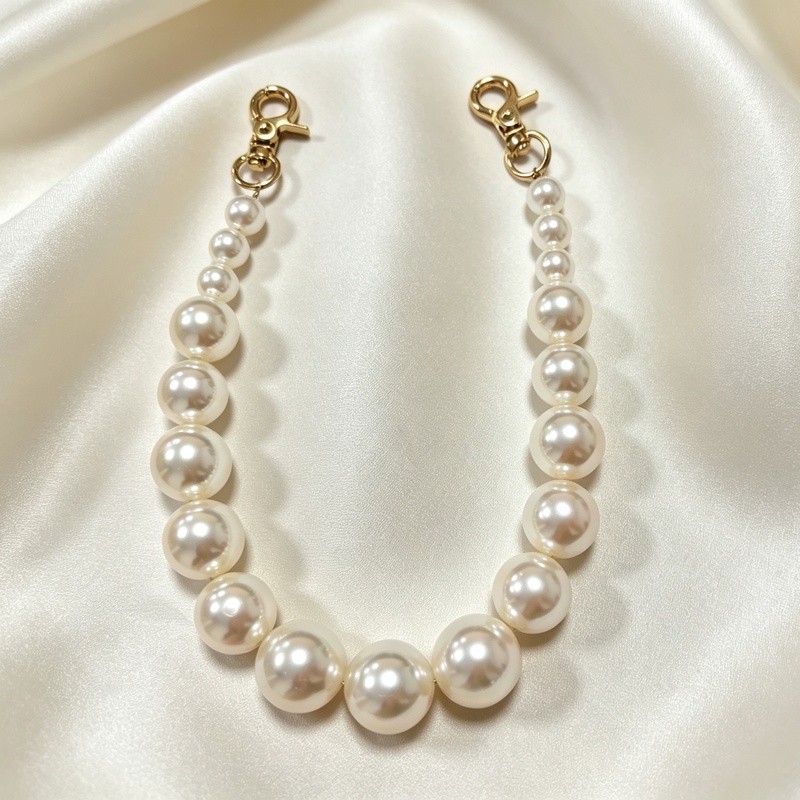 TEMU Gradient Pearl Phone Lanyard, Elegant Wrist Strap Keychain With Metal Clasp For Women