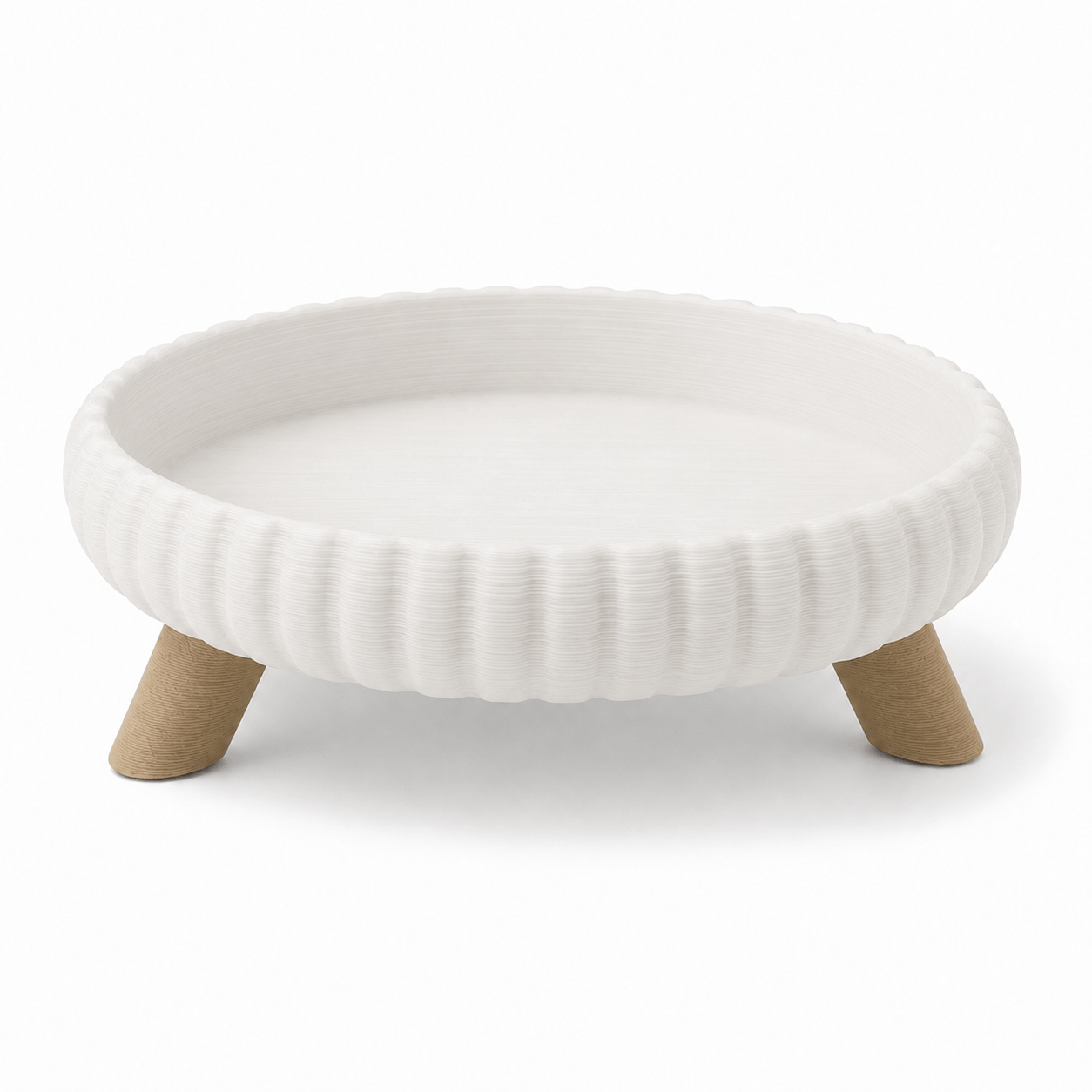 TEMU Round Decorative Storage Tray, 3d Printed Layered Texture, Three-legged High-footed Jewelry Tray, Minimalist Style Storage Tray For Rings,