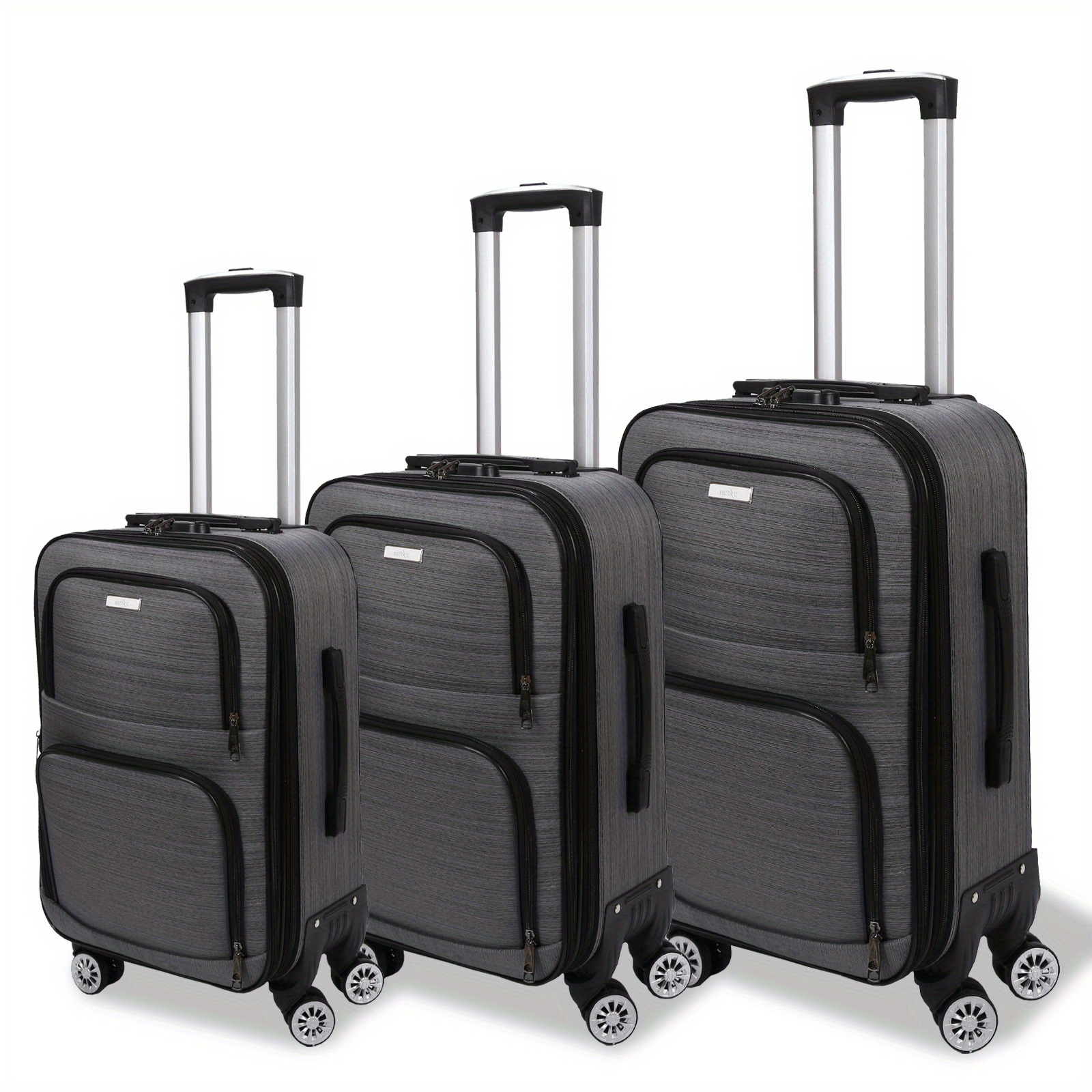Chic Oxford Cloth 3pcs Expandable Luggage Set (20/ 24/ 28") - 360° Spinner Wheels, Lightweight & Scratch-resistant | 20% Expansion, 20" Carry-on Approved | For Business &