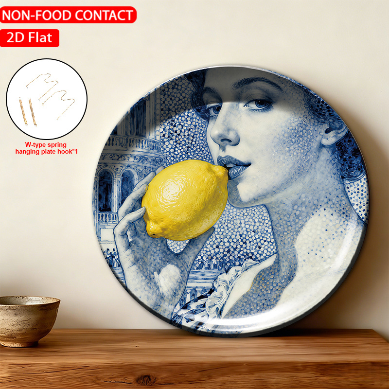 TEMU 1pc Ceramic Decorative Plate, Italian Opera House Style Ladies Art Decorations, Wall Home Decor- For Decorative Purposes Only, Non-food Contact-