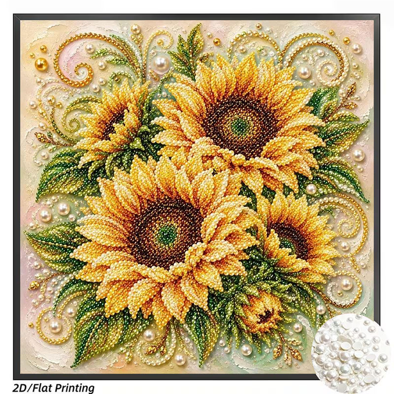TEMU 1pc Frameless Pearl Drill Painting Kit, Featuring A Unique And Sunflower . A Fun And Project, Measuring 11.8 X 11.8 Inches, Ideal For Adult