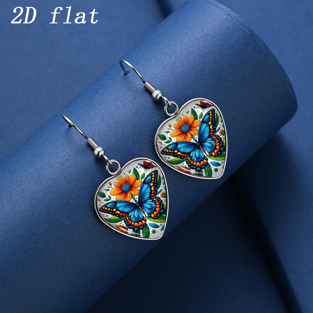 Women's Vintage Bohemian Butterfly Heart Earrings, Hypoallergenic