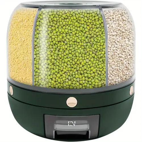 QWNBG Rice Dispenser 6 Grids Dry Food Storage Containers 360° Rotating Cereal Dispenser for Kitchen Pantry Organization, Storage Bucket for Small Grains, Beans, Rice (6 Grids - A02 QWNBG Rice Dispenser 6 Grids Dry Food Storage Containers 360° Rotating Cereal Dispenser for Kitchen Pantry Organization, Storage Bucket for Small Grains, Beans, Rice (6 Grids - A02