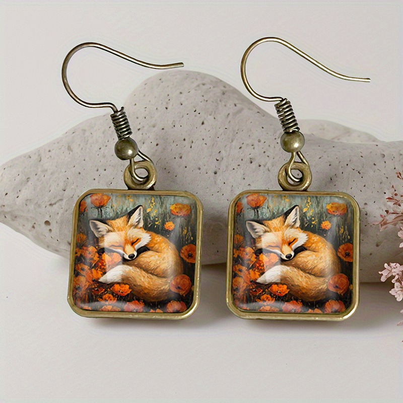 TEMU 1 Pair Poppy Bushes Earring Retro Glass Dangle Earrings Handmade Jewelry Gift