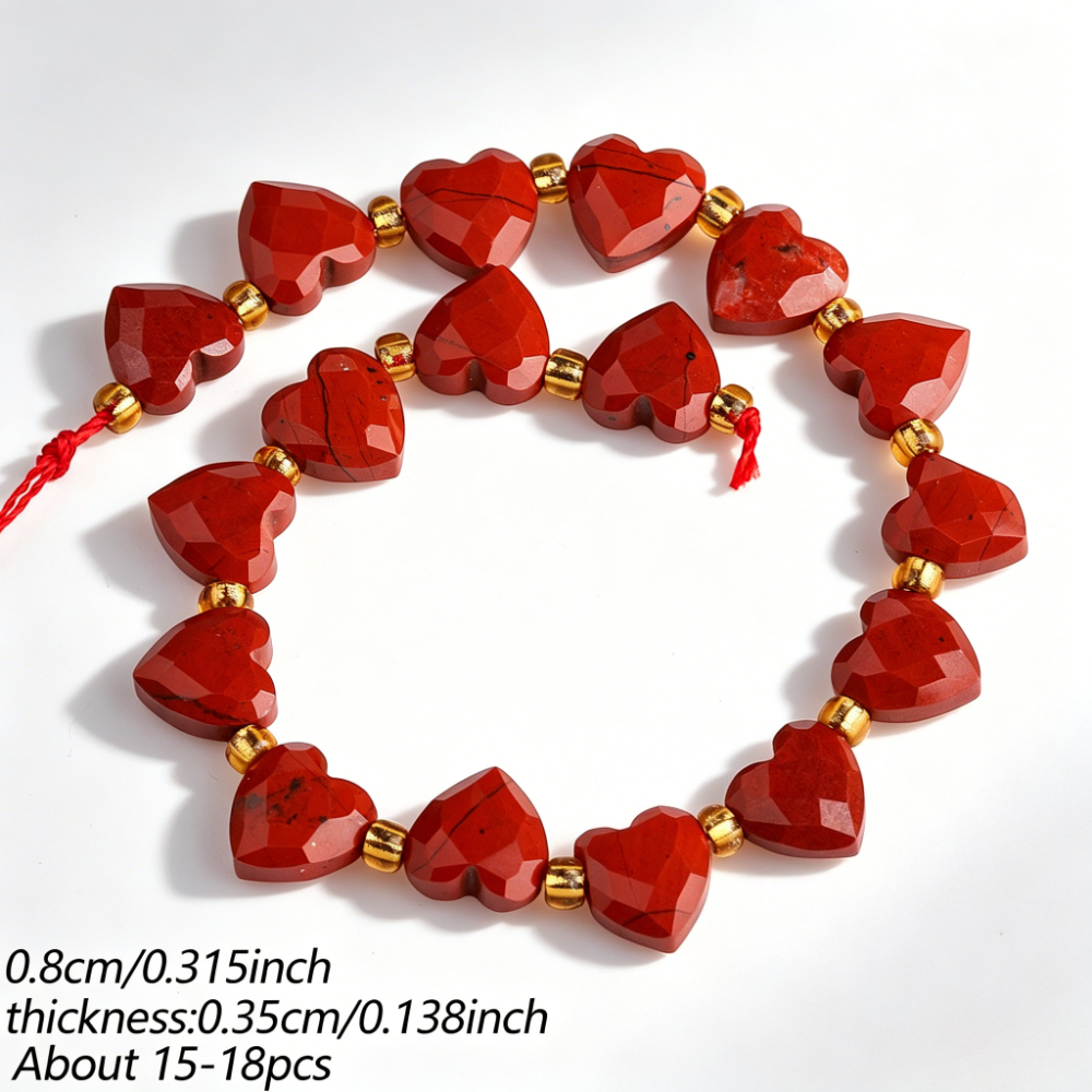 TEMU Natural Jasper Side-drilled Heart Shaped Loose Spacer Beads For Jewelry Making Bracelet Necklace Craft Needlework, Gift Beading Components
