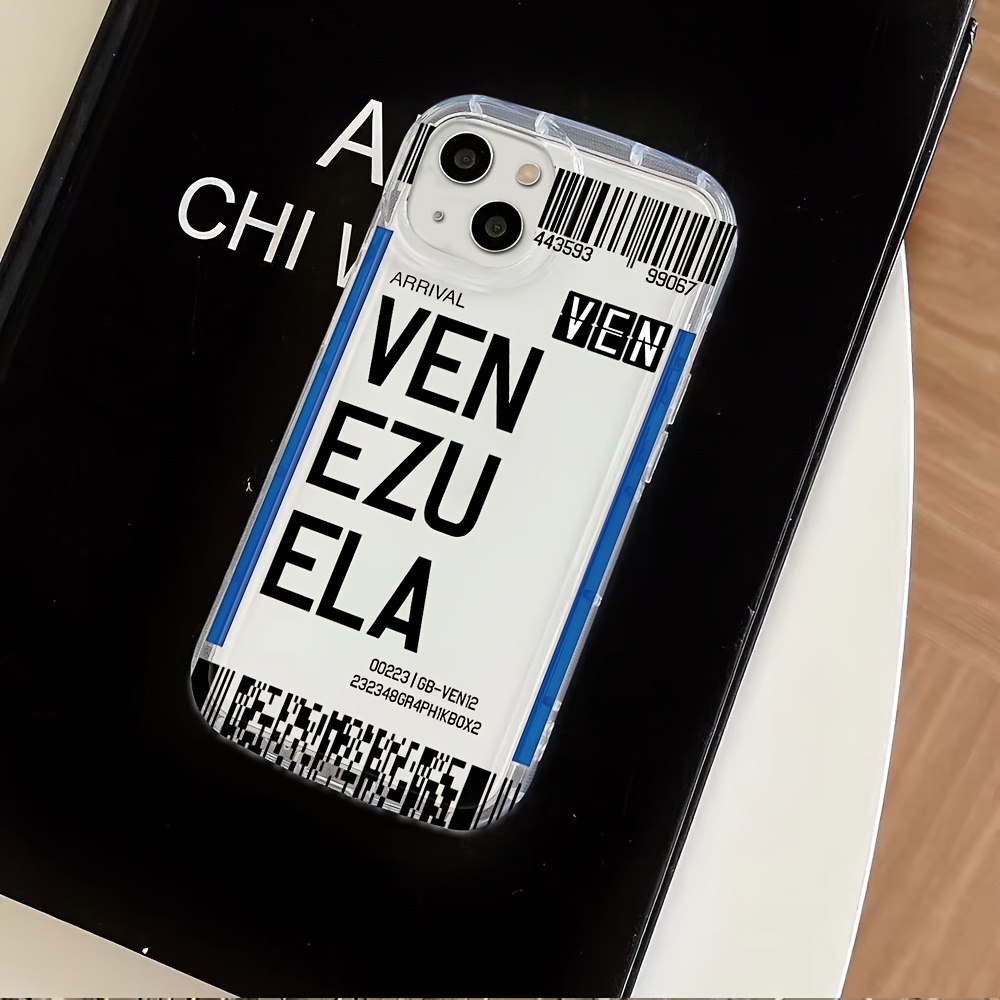 TEMU para teléfono: para teléfono con diseño de billete de avión de Venezuela, compatible con iPhone 17/16/E16/16/15/14/13/12/11 Pro