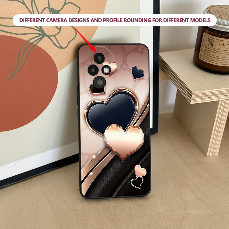 TEMU Custodia per Telefono: Dorati Sfondo Rosa TPU Custodia per Telefono, Adatta per Modelli Honor 400/400