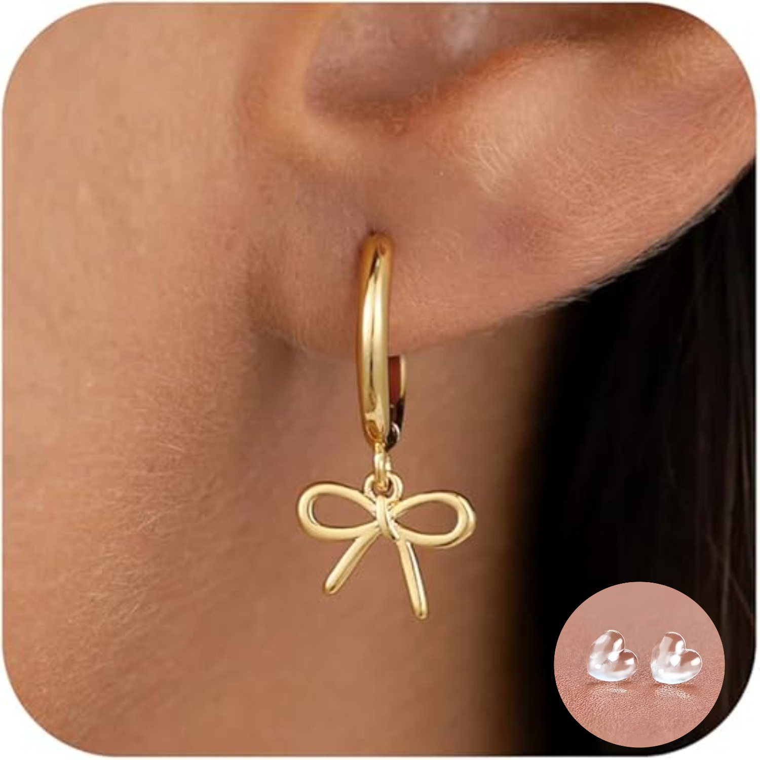 Classic Earrings, Set Of 2 + Gentle Ear-protecting Earring Backs, Hypoallergenic, Suitable For New Piercings, With Christmas And Valentine's Day Gift Boxes