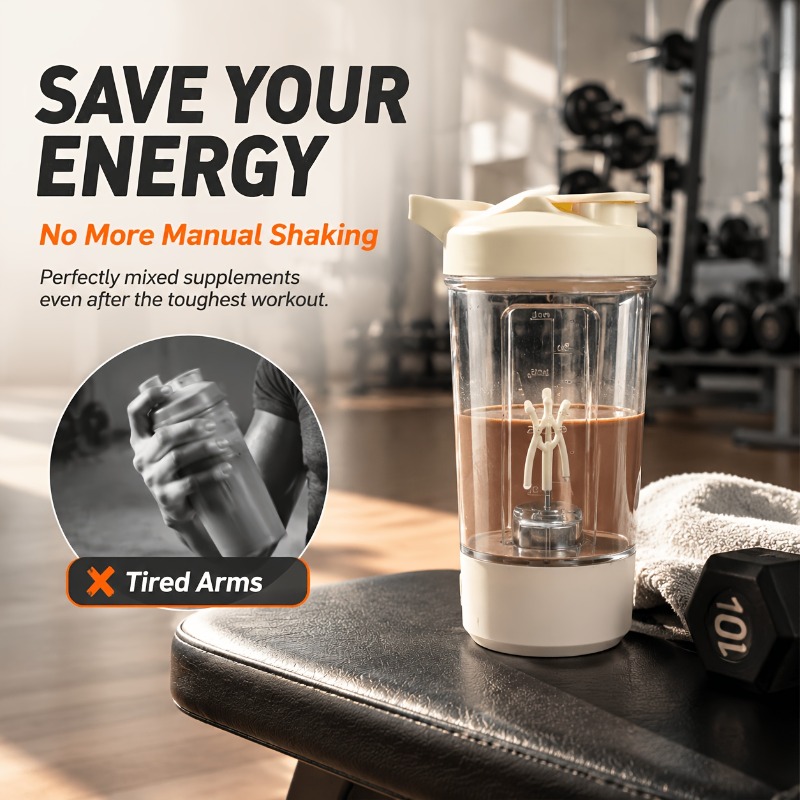 photo de l'article  ur portable, tasse de   automatique électrique rechargeable usb, shaker à café portable, design transparent avec marquages de mesure, matériau pp de qualité alimentaire, convient pour  ,   de lait et les smoothies protéiques, ustensiles de cuisine, charge rapide usb