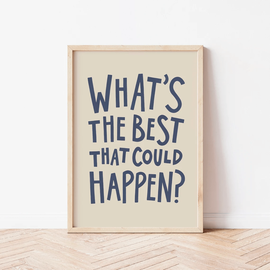 TEMU 1pc Affiche de "Quel Est Le Meilleur Qui Pourrait " - Esthétique Bleue, Impression d'Art Mural d'Affirmation Positive, Typographie Motivante Non